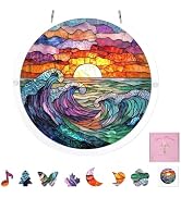 Acrylic Puzzle Suncatcher, 83 Pieces Ocean Sunset DIY Acrylic Sun Catcher Puzzle Kit for Doors Ga...