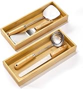 Vtopmart 2 Pack Bamboo Drawer Organizer Boxes, Junk Drawer Storage Trays | Natural Bamboo Storage...