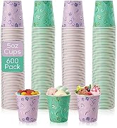 TV TOPVALUE 600 Pack 5oz Paper Cups, Bathroom Cups, Colorful Disposable Cups, Mini Mouthwash Cups...
