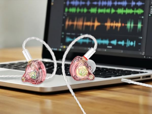 Vibes 202 Pink Wired Earbuds - HiFi in Ear Monitor Headphones