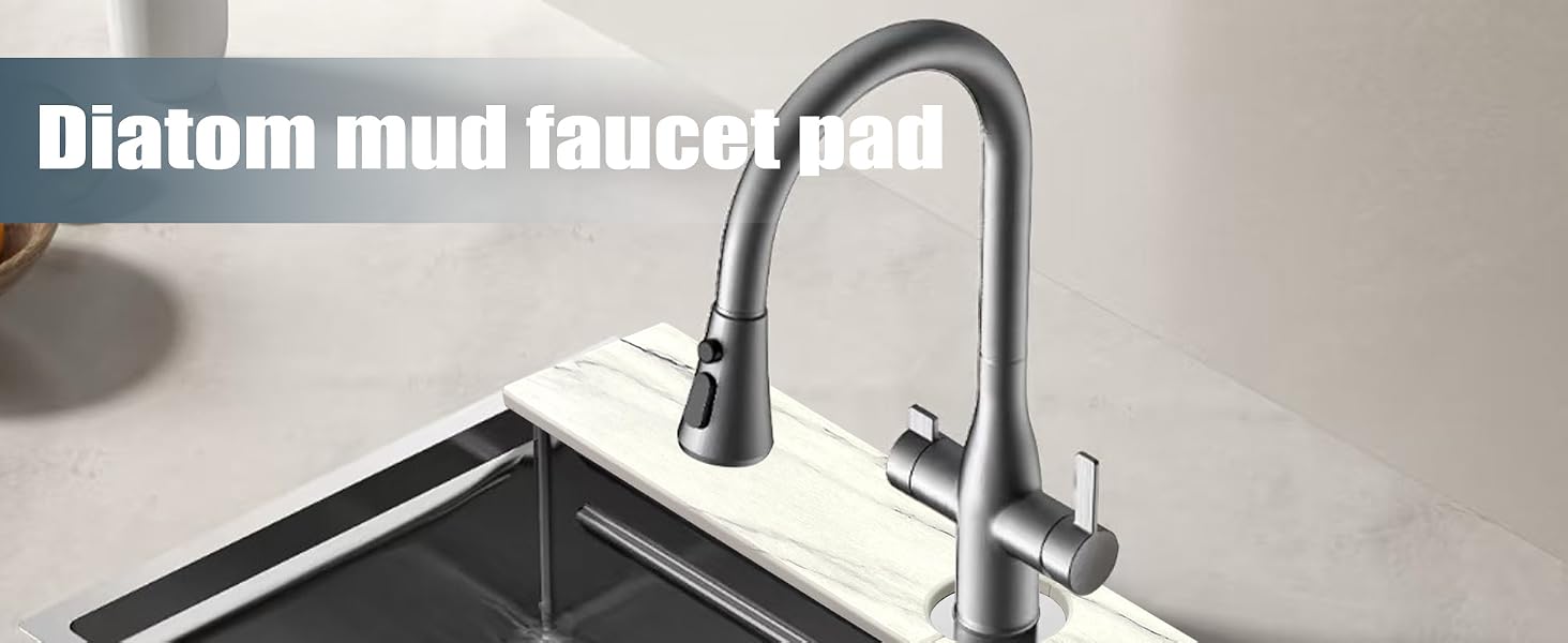 Faucet Mat for Kitchen Sink, Stone Sink Splash Guard, Diatomite Quick Drying Tray