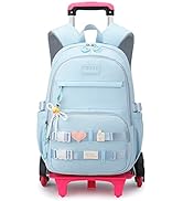 ZHANAO Girls Rolling Backpack Wheeled Backpack for Boys Trolley School Bags Kids Luggage Roller B...