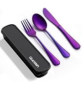 Travel Utensils with Case, Quatish 4 Piece Stainless Steel Silverware Set for Work, Portable Reus...