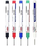 Dwuww 5Pcs Multicolor Long Head Deep Hole Marker Pens, Permanent Markers, For Woodworking Markers...
