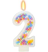 FAMGift Birthday Candles - Number 2 Candle, Colorful Macaron Candles, Birthday Candles for Boys/G...