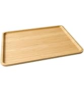Bamboo Serving Tray Rectangle Platter, Large 1, 15.7" x 12.8" x 0.8" | Durable, Breakfast Dinner ...