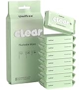 Unifree Flushable Wipes Travel Size, Mini Wet Wipes, 8 Pack 56 Wipes | XL 99% Water Wet Wipes for...
