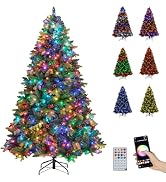 Goplus 7 FT Smart Pre-Lit Artificial Christmas Tree with Remote Control, 500 APP-Controlled Multi...