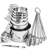 Hudson Essentials Stainless Steel Measuring Cups and Spoons Set (15 Piece Set)