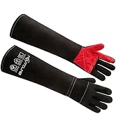 MOUTCLMB 23.6/17.7 Inches 662? Leather Welding Gloves,bite proof Animal Handling Gloves,Tig/Mig/B...