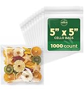 Seal Fresh Self Sealing Cellophane Bags - 5" x 5" (1000 Count) - Clear Plastic Resealable Cello B...