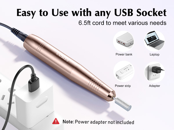 Electric Nail Drill File Professional: for Acrylic Gel Dip Powder Nails Portable Nail Drill Machine