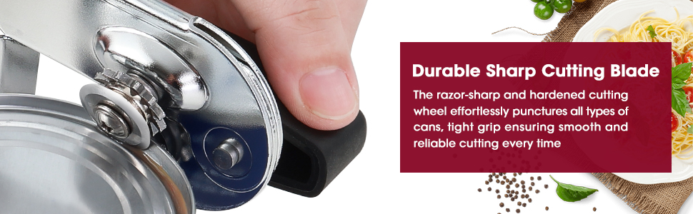 Sharp cutting blade can opener