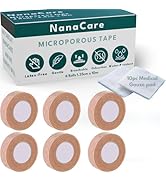 Nanacare Tan Paper Surgical Tape 1/2 inch x 11yd (6 Rolls) +10pc Gauze Pads | Microporous Micropo...