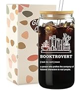 Mikopei Book Lovers Gifts for Women - Booktrovert Glass Cups with Lids and Straws, Bookish Items ...