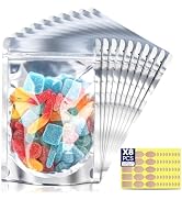 120pcs Stand Up Pouch Bags, 4" x 6" Mylar Bag for Food Storage, Clear Front with Aluminum Foil Ba...