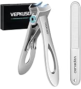 Vepkuso Nail Clippers for Seniors, Wide Jaw Fingernail Clippers and Angled Head Toenail Clippers ...