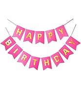Pure Roseo Happy Birthday Banner Signs Golden Sparkle Birthday Party Bunting Funny Supplies for G...