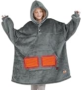 Degrees of Comfort Heated Wearable Blanket, Cordless Heating Hoodie for Women, Grey