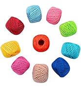 1000 Feet (c.333 yards) 2mm 3 ply Colourful Natural Jute Twine String Roll Collection - 10 Assort...