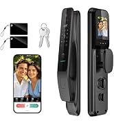 YINTIN 3D Face Recognition Smart Lock with Camera & Handle, Palm Vein Keyless Entry, Fingerprint ...