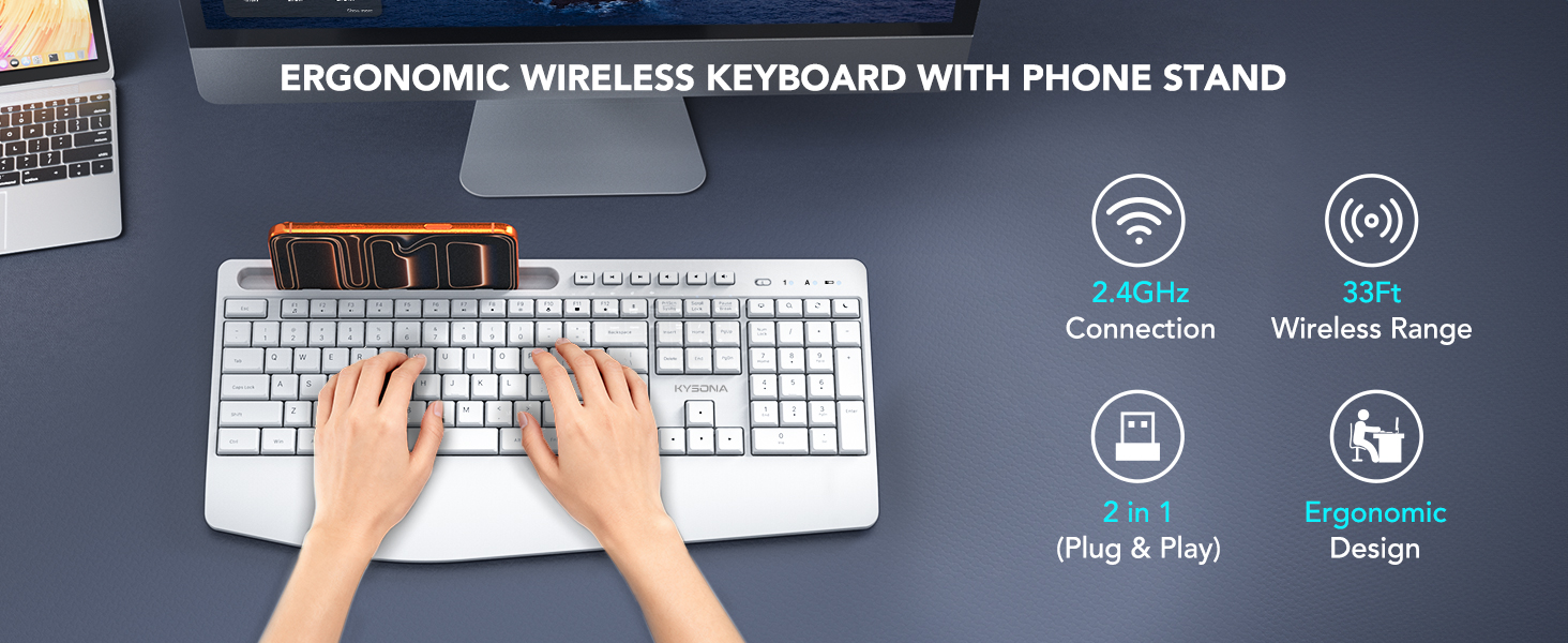 wireless keyboard with phone stand