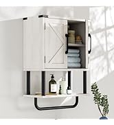 AmazerBath Bathroom Wood Wall Cabinets, Farmhouse Medicine Cabinets Organizer with Towel Bar, Han...