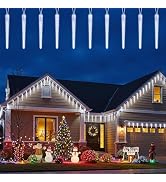 Brightown Christmas Icicle Lights Outdoor, 20ft Meteor Shower Lights with 20 Large Tube 480 LED D...