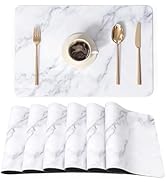 QIYI Placemats Set of 6, 12x18 Inch Faux Leather Place Mats for Kitchen Dinning, Heat Resistant A...