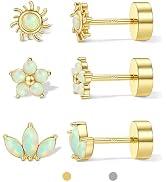ORAZIO 925 Sterling Silver Flat Back Stud Earrings for Women Hypoallergenic 14K Gold Plated Carti...