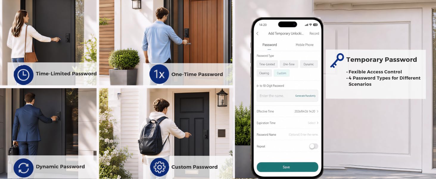 4 Types of Temporary Password Unlock Smart Deadbolt Lock
