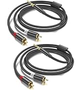 3.5mm Aux to RCA Cable 5FT 2Pack, 1/8 Male to Dual RCA Male Stereo Y Splitter Cord, 24K Gold-Plat...