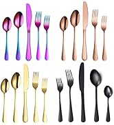 A · HOUSEWARE 240 Piece Silverware Set for 48 People Stainless Steel Flatware Cutlery Set Wide Ro...