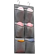ANIZER Over The Narrow Door Shoe Organizer Hanging 6 Large Fabric Pockets Back Door Shoe Holder f...