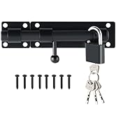Alise Barrel Bolt Latch, Slide Bolt Latch, Heavy Solid 304 Stainless Steel Slide Lock for Fence/W...