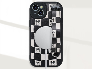 Ctue floral flowers checkered case for iphone with finger hand wrist loop strap