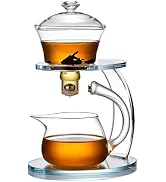 Unbreakable Lazy Kungfu Drip Glass Teapot - 340ml Semi-Automatic Rotating Teapot with Infuser, Hi...