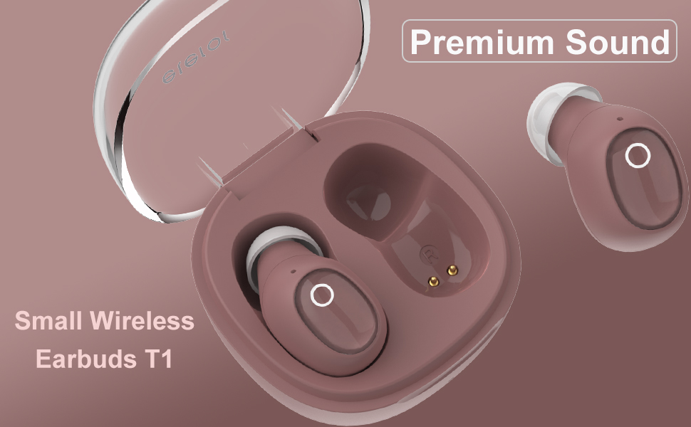 eleror T1 Wireless Earbuds for Small Ears, Mini Bluetooth Antique Rose