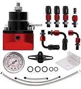 TEMSONE Adjustable Fuel Pressure Regulator Set Universal EFI FPR with 30-70 Psi Gauge 6AN - 6AN F...
