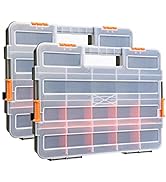 MIXPOWER 15-inch 2pcs Toolbox Organizer Sets, 20 Removable Dividers, Durable Plastic Box, Excelle...