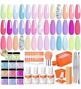 Modelones Dip Powder Nail Kit, 20 Colors Summer Pink Purple Blue Macaron Pastel Dipping Powder Li...