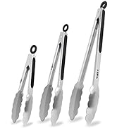 Food Grade Stainless Steel Kitchen Tongs for Cooking,BBQ - 7 ,9 and 12 Inch,Set of 3 Heavy Duty L...