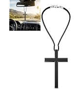 Yiwview Christian Cross Car Charm, Rearview Mirror Hanging Ornament, Metal Cross Pendant Decorati...