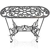 Linton Arts Cast Iron Plant Stand Indoor, Heavy Duty Oval Plant Shelf, Vintage Ornament Display S...