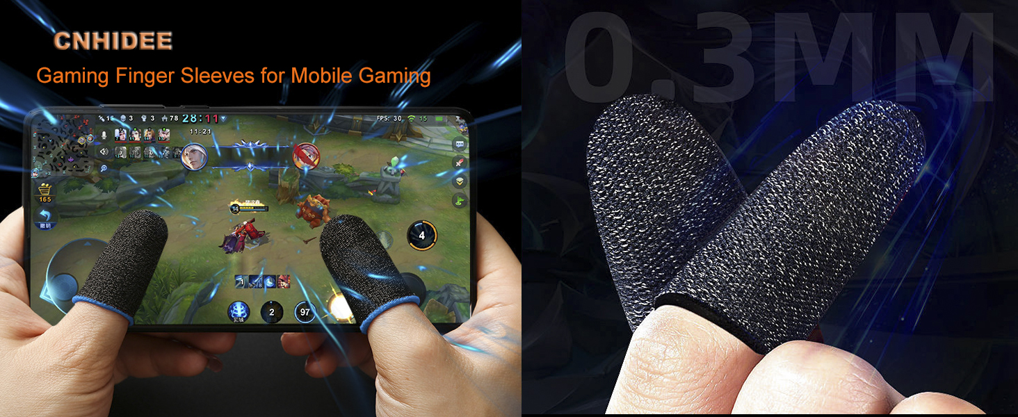 Gaming Finger Sleeves for Mobile Phone Gaming Silver Fiber Anti-Sweat Extremely Thin Tablet Devices
