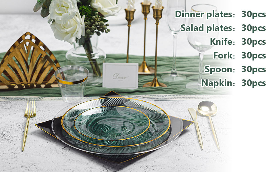 disposable dinnerware set with gold rim