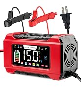 AIYONFEI 15-Amp Car Battery Charger, 12V/24V Smart Trickle Charger | Battery Maintainer & Desulfa...