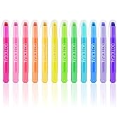 GOTIDEAL No Bleed Bible Highlighters, 12 Pack Assorted Colors Gel Highlighters Pens Set, Wax Bibl...