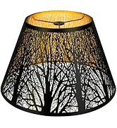 Medium Lamp Shade, ALUCSET Barrel Metal Lampshade with Pattern of Trees Lampshade for Table Lamp,...