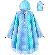 OlyPegic Kids Rain Poncho with Hooded Reusable Waterproof Lightweight Ponchos Kids Boy Girl Rainc...